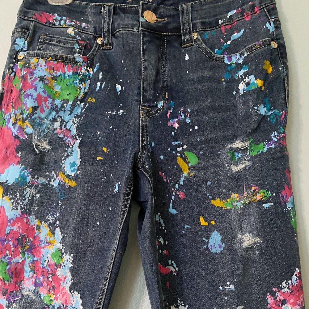 Melissa McCarthy 7 Paint Splash High Rise Jeans - Picture 1 of 6